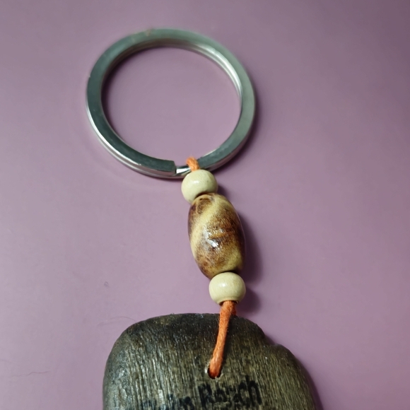 Palm Beach Wooden Seahorse Keychain with Orange Design Handcrafted - Picture 6 of 16